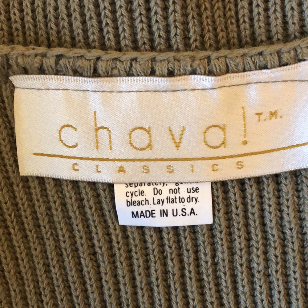 Chaval Classics light olive green ribbed style sweater size L - Picture 3 of 5